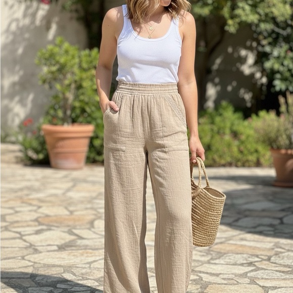 INC International Concepts Pants - INC International Concepts Beige Wide-Leg Pants